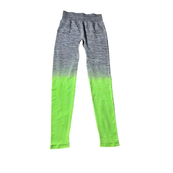 Running Girl Ombre Workout Leggings Gray Green Yoga Pants Athletic Wear‎ - Image 3