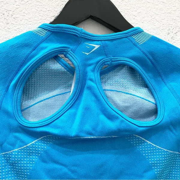 GYMSHARK Neon Blue Ultra Seamless Crop Top Size S - Image 7