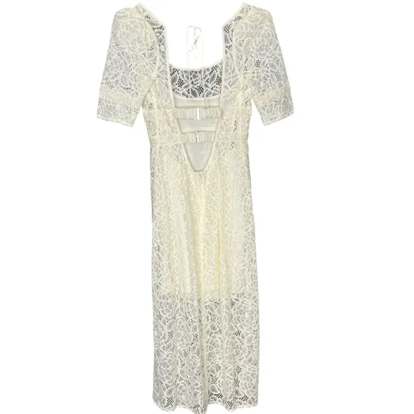 For Love and Lemons Marilyn Midi Dress in Ivory Size Medium NWT - Image 6