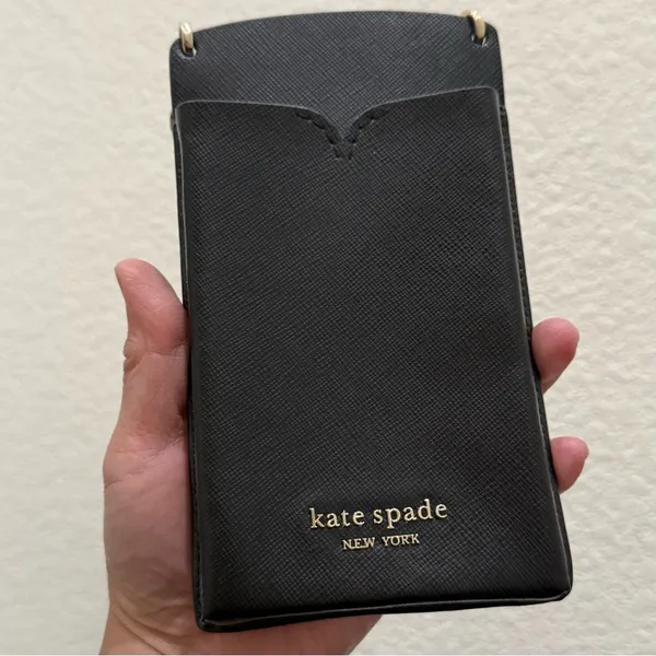 KATE SPADE NY Spencer Black Saffiano Leather Crossbody Phone Case - Image 6