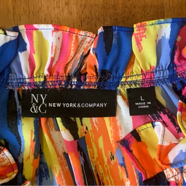 New York & Company Blouse Large Multicolor Brushstroke Abstract Colorful - Image 2