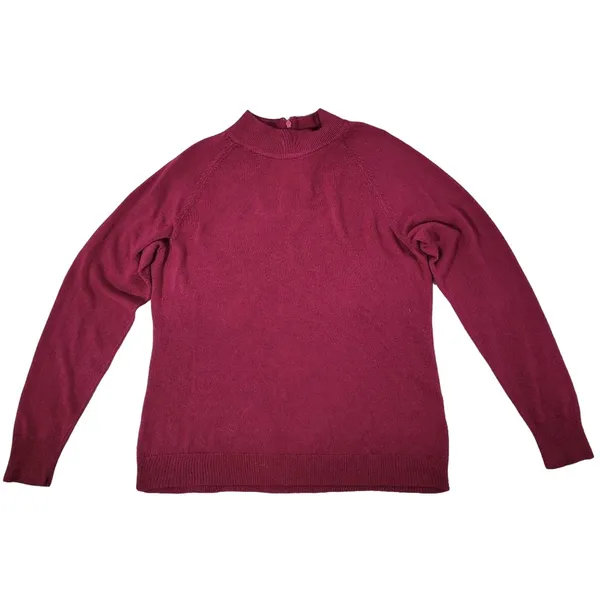 Covington Women's Burgundy Mock Neck 1/4 Zip Long Sleeve Sweater‎ XL Acrylic - Image 2