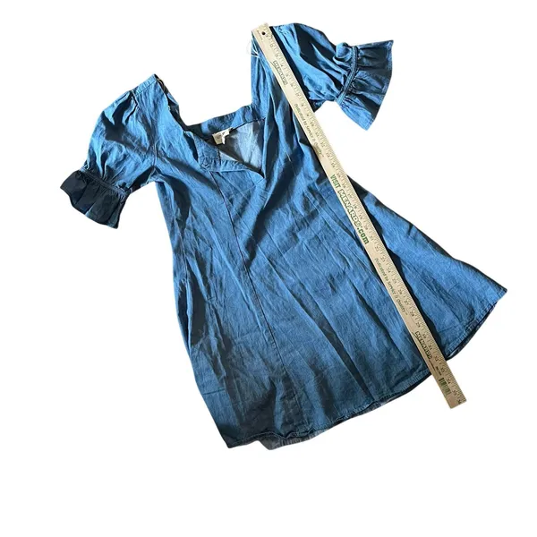 Umgee Denim Women's S Mini Dress Blue Cotton‎ Boho Western Festival Bohemian - Image 6