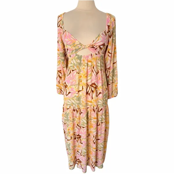 ROXY On Holiday Long-Sleeve Maxi Dress Twist‎ Front with Cutout, XS - Image 6
