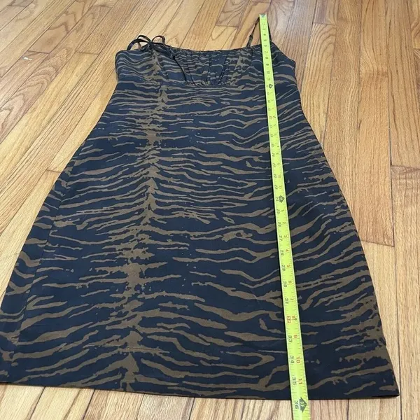 Staud Bell Zebra Print Mini Dress in Black and Brown‎ Spaghetti Strap Size 6 - Image 9