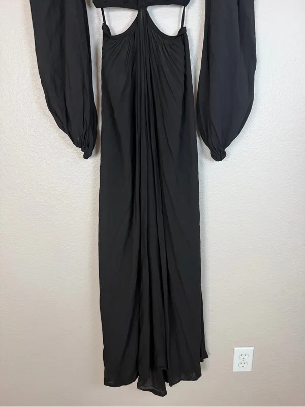 Indah Julie Solid Ruched Bodice Cutaway Maxi Dress Black Small $258 Revolve - Image 7