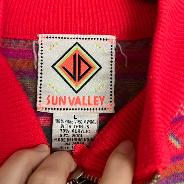 Vintage JD Sun Valley 1/4 zip wool sweater womens L - Image 4