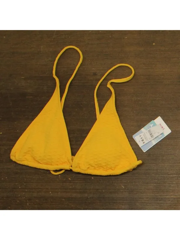 NWT Roxy Womens Tiki Triangle Tie-Back Bikini Swim Top 52038270405 Yellow XL - Image 3