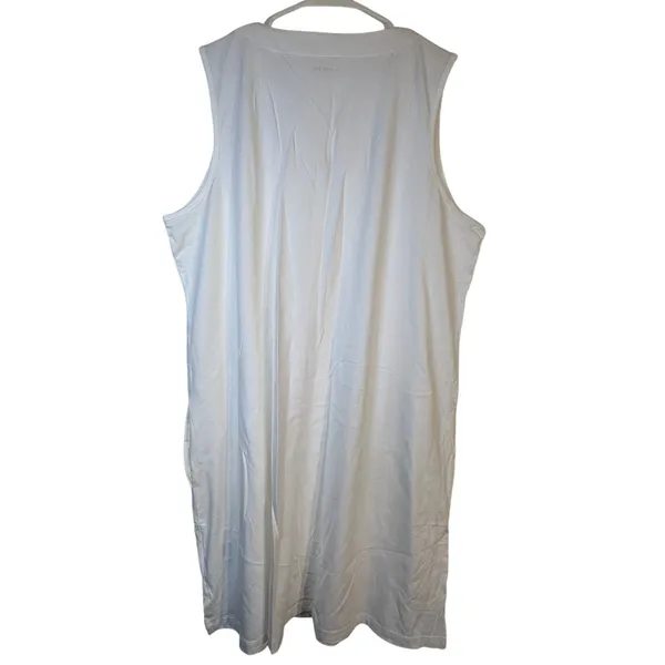 Lands End Womens White Cotton Sleeveless Embroidered Cover Up Dress XL 18 Resort - Image 2