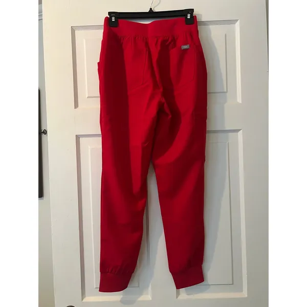 NWOT Figs Winning Red High Rise Zamora Joggers Blue Drawstring Size XS Petite - Image 2