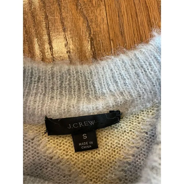 J. Crew blue and yellow argyle alpaca wool crewneck sweater - Image 6