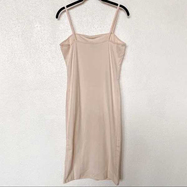 Topshop Nude Bodycon Square Neck Sheath Midi Dress Size 8 - Image 8