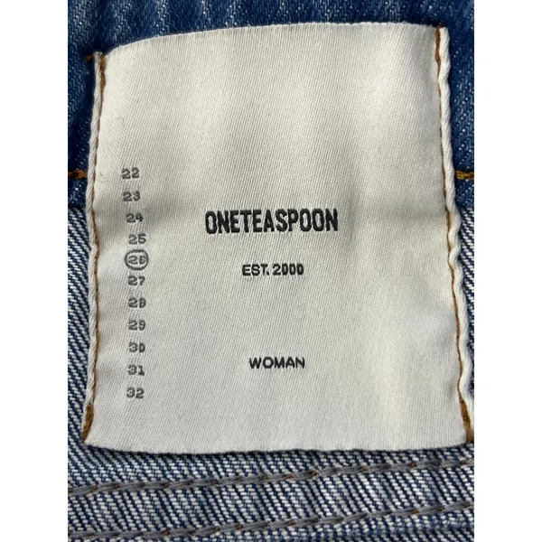 NWT One Teaspoon Sz 26 Mid Waist Rollers Cut Off Blue Denim Casual Jean Shorts - Image 2