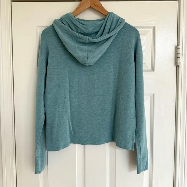 Travis Mathew Womens Drawstring Hooded Sweater Teal Blue‎ Size XS Oversized - Image 7