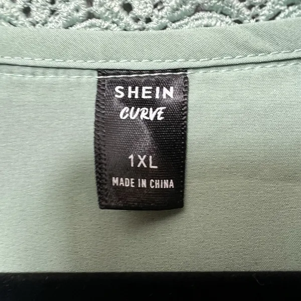 SHEIN Curve Mint Green Lace Trim V-Neck Empire Waist Flutter‎ Sleeve Dress 1XL - Image 6