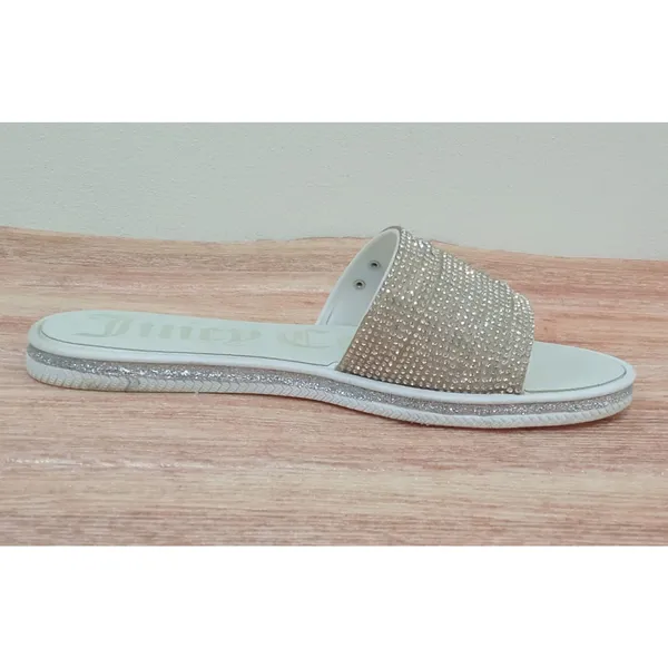 Juicy Couture Women Shoes Sandals Yippy Silver Rhinestones Slide Size 6 - Image 2