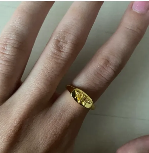 Savvy 14K Gold Plated Bee Signet Ring CIE JEWELS - Image 3
