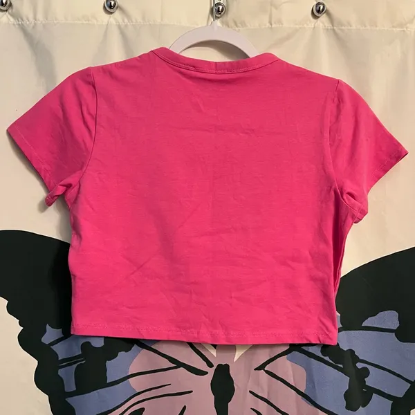 Cotton On Bright Pink Micro Crop Tee - Image 2