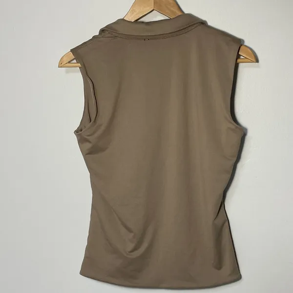 Halogen Women's Brown Sleveless V-Neck Collared Knit Top‎ Size Small NWOT - Image 5