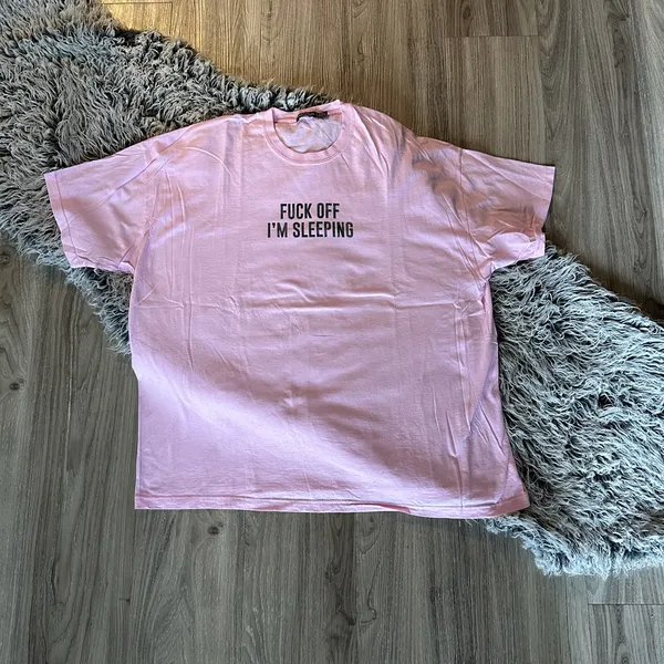 💖Nasty Gal F*^k Off Light Pink Oversized Sleep Tee - Image 4