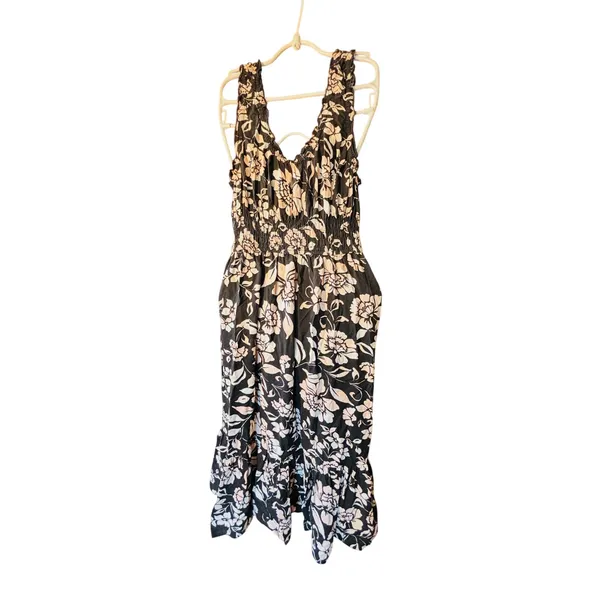 Patrons of Peace black sleeveless floral bohemian midi dress sz Med 8 - Image 2