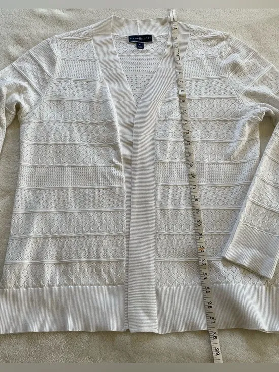 Karen Scott White Knit Cardigan size L - Image 11
