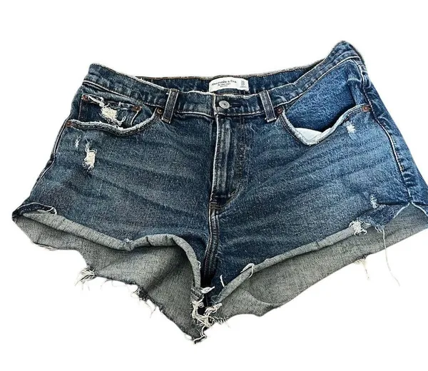 Abercrombie & Fitch Women's Curve Love Denim Cutoff Shorts Size 30 Blue - Image 5