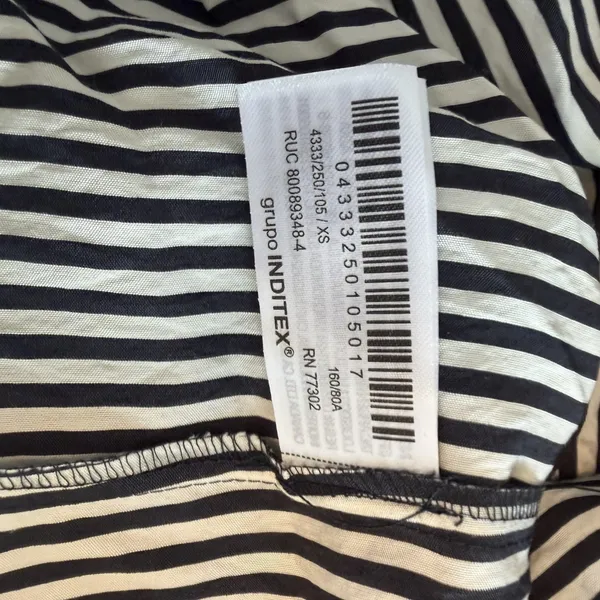 NWT Zara XS oversized Black White Striped Button Up Top‎ Long sleeve Collared - Image 5