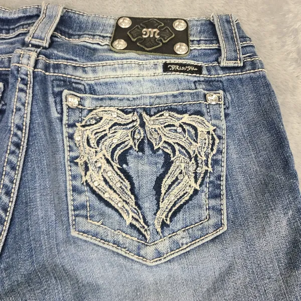 MISS ME Capri Jeans Angel Wings Embellished‎ Size 31 JE5436P3 Western Cropped - Image 8