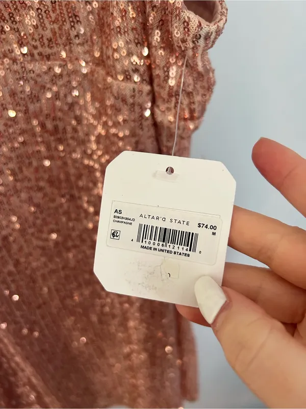 Altar'd State NWT Sequin Slip Dress in Rose Gold - Image 2