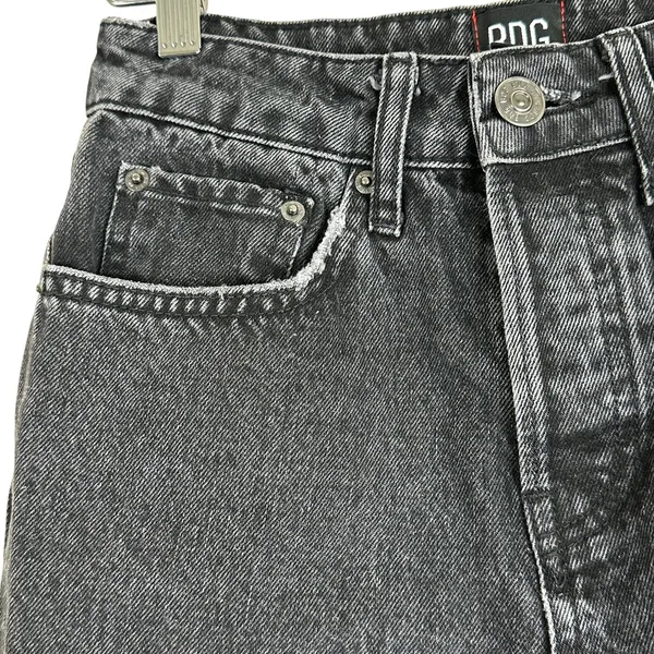 BDG Urban Outfitters Distressed Raw Hem Denim Shorts Washed Black Grunge Size 25 - Image 5