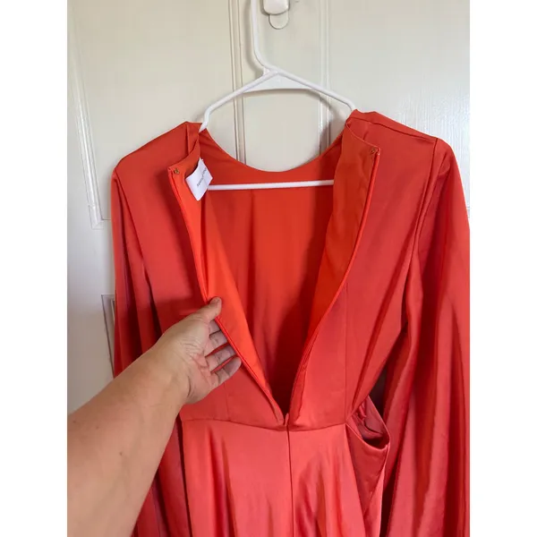 Significant Other Lara Bright‎ Orange Long Sleeve Satin Dress size US4 - Image 11