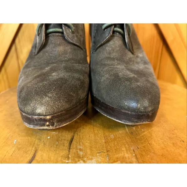 FRYE Sz 7.5M Harlow Distressed Brown Leather Laces Heeled Ankle Boots - Image 11
