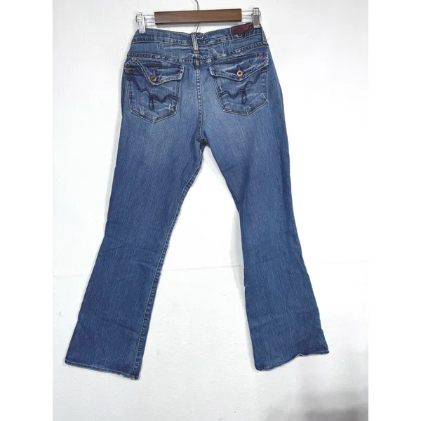 Blue 2 Jeans Women's Bootcut Distressed Medium Wash Blue Western Boho Size‎ 30 - Image 6