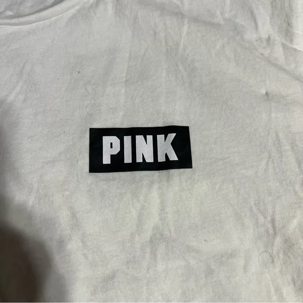 PINK White Logo T-Shirt; Medium Women’s - Image 3