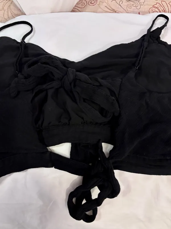Lulu's Black Tie-Front Bralette Top - Image 3