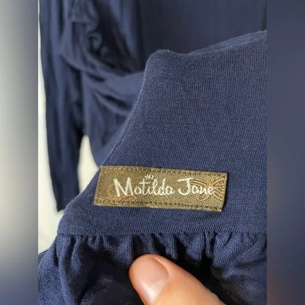 Matilda Jane NWT Top Womens XXL Navy Blue Long Sleeve Ruffle Hem Stretch Casual - Image 11