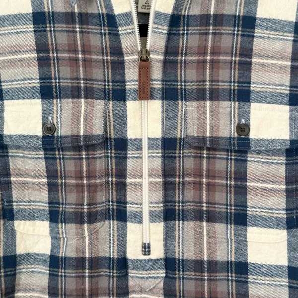 L.L. Bean Women's Scotch Plaid Flannel Shirt, Quarter-Zip‎ Size Small - Image 6