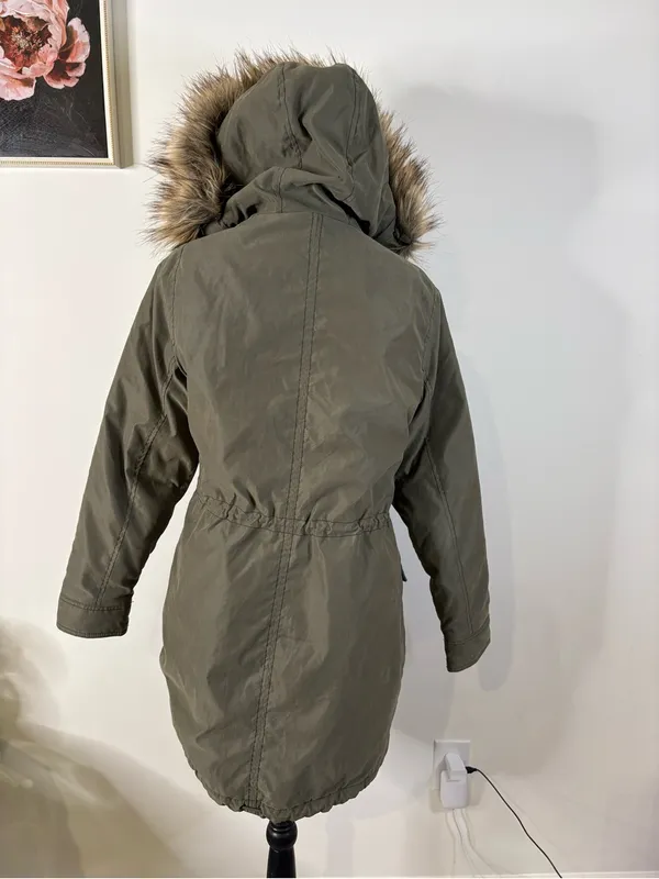 Vintage Y2K Abercrombie & Fitch Olive Sherpa Faux Fur Hood Park small - Image 9