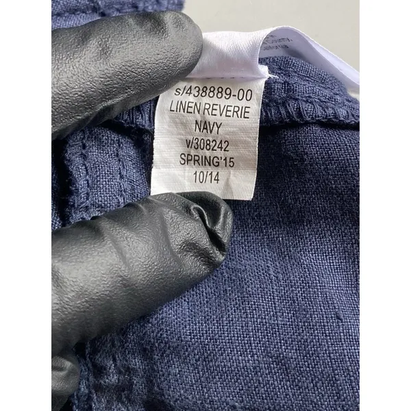 Athleta Linen Reverie Pants Sz 2 Navy Blue Drawstring Elastic Waist Wide Leg - Image 10