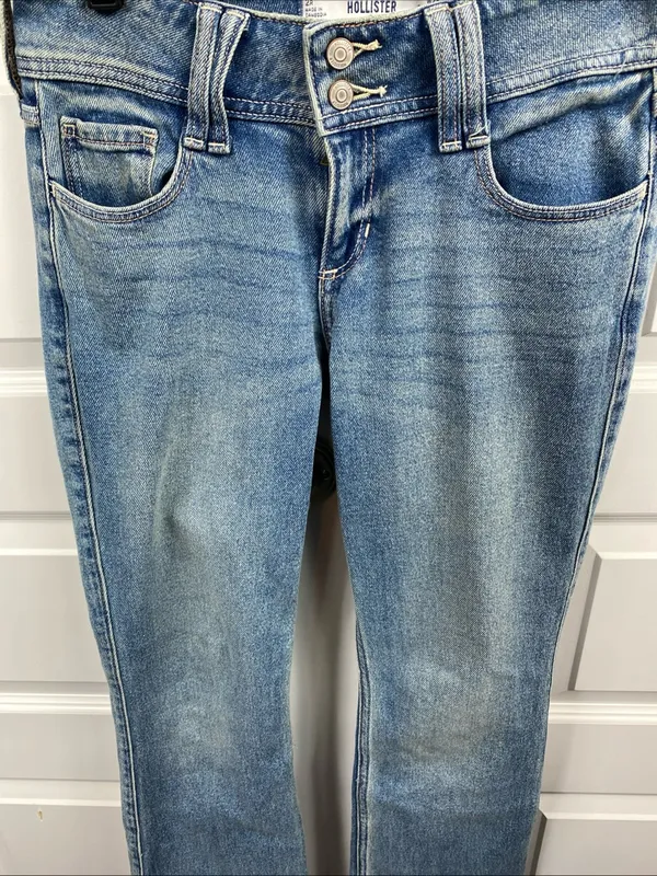 Hollister Low Rise Bootcut Jeans Light Denim Womens Flap Pocket Y2K Style 26 2R - Image 2