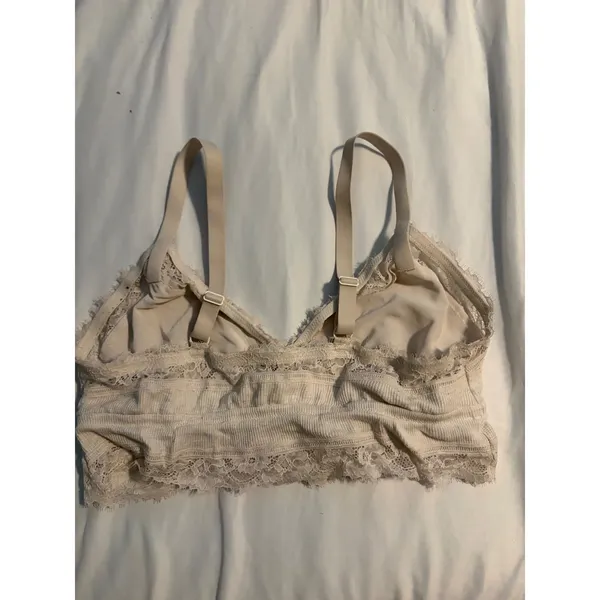 Aerie Bralette Ribbed Lace Cream Eyelash Trim XL Boho Romantic Loungewear - Image 3