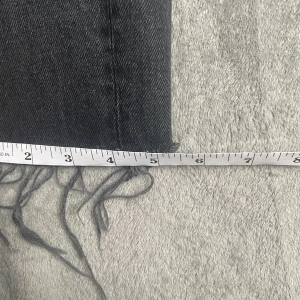 ZARA High Rise Straight Leg Jeans Women’s 0 Black Denim Raw Hem Y2K Dark Grunge - Image 7