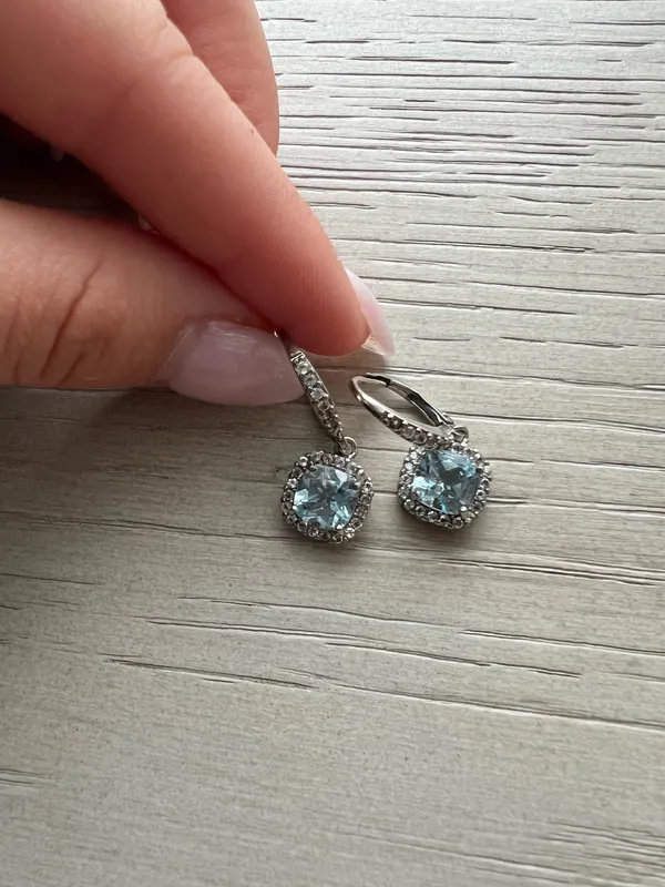 Silver and Blue Dangly Earrings - Image 2