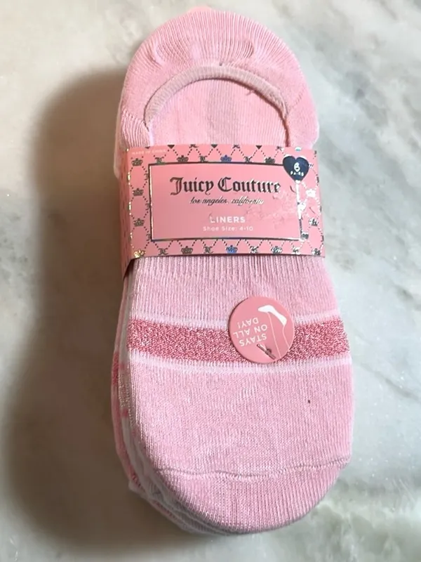 Juicy Couture Pink and White Sock Liners 6 pairs - Image 3