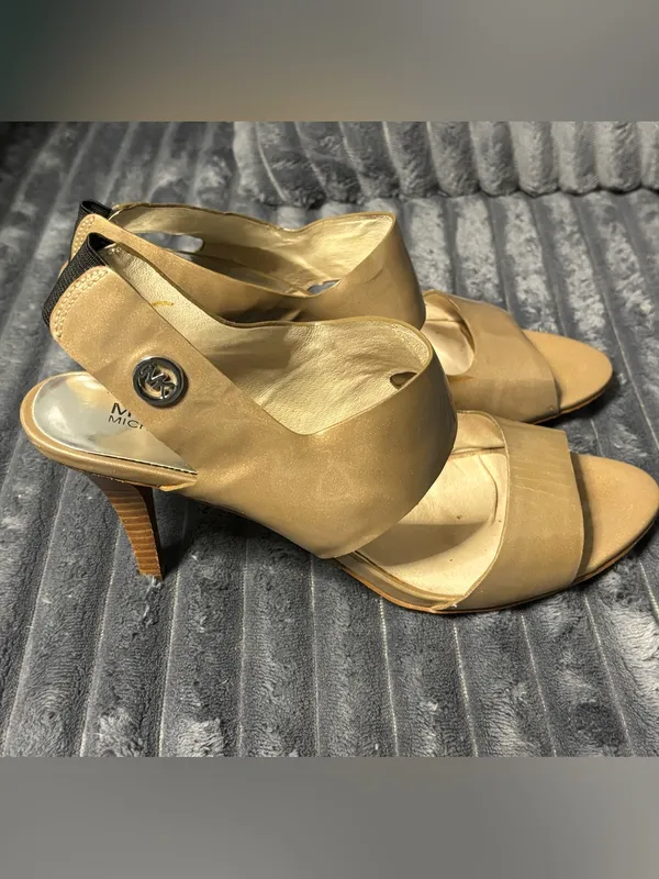 Michael Kors gold Patent heeled Slingback Sandals - Image 3