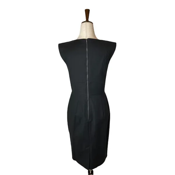 French Connection‎ Black Capped Sleeve Cotton Blend Sheath Dress Size 6 - Image 4