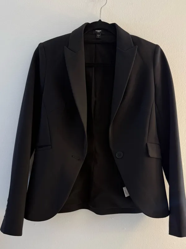 Express Black Single-Button Tailored Blazer - Image 3