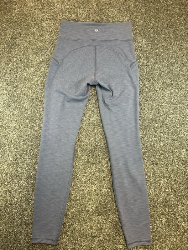Lululemon Heathered Water Drop High Rise Leggings Pockets Size 6 - Image 5