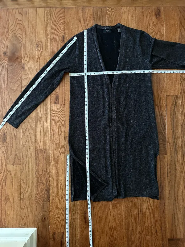 Tahari Woman’s Open Front Long Line Black Cardigan, Sz M - Image 8